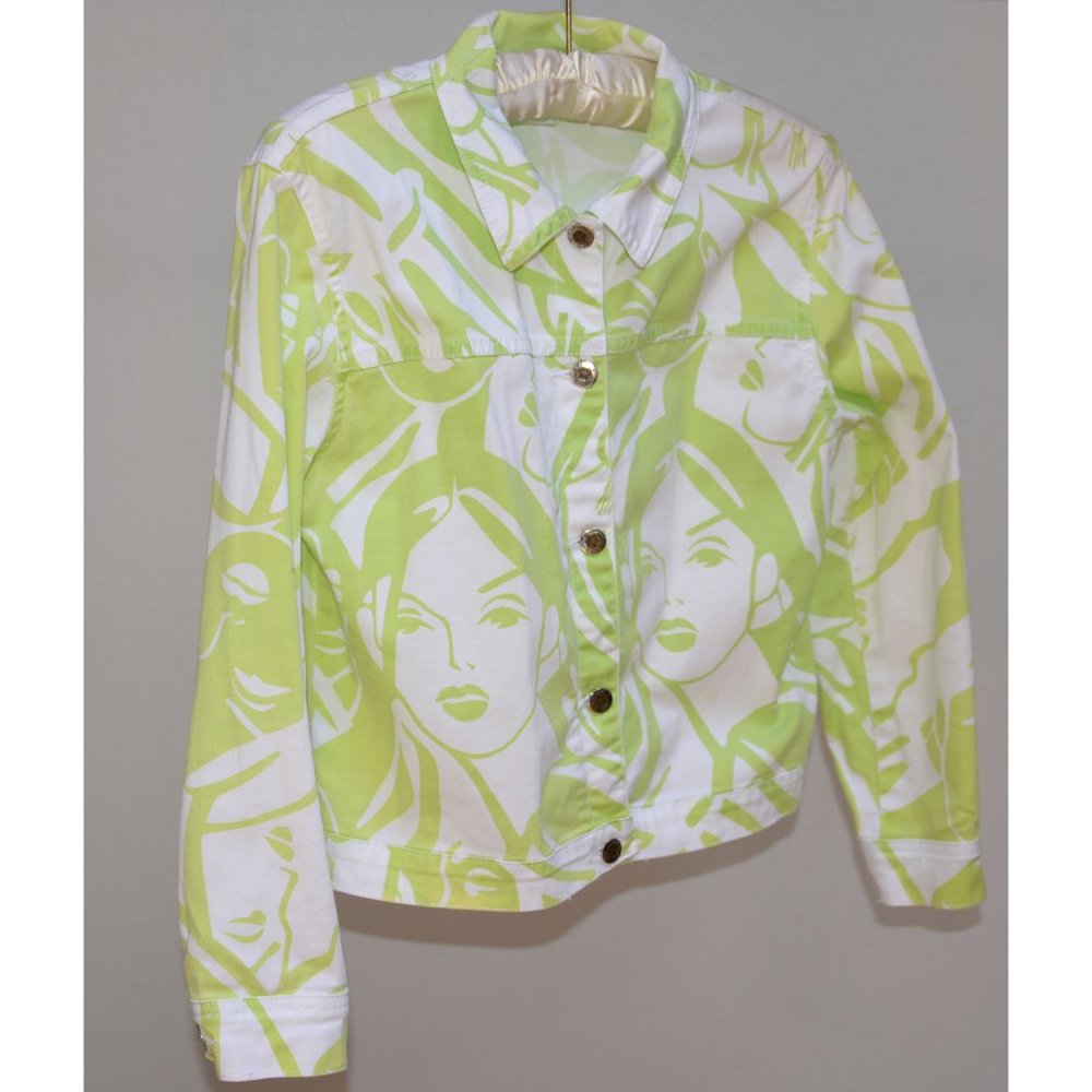 Lime Green and White Jean Jacket